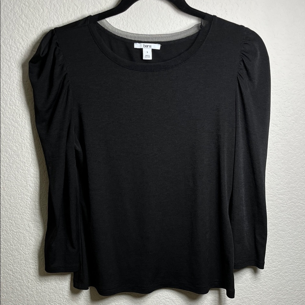 Bar III Black Long puffed Sleeve Top     Women Size S
